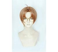 Sarazanmai Enta Jinnai Parrucca Cosplay Marrone Chiaro Breve Resistente Al Calore Capelli Sintetici Parrucche Cosplay + Occhiali + Protezione Della Parrucca