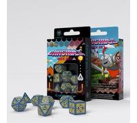 Arcade Dadi Set RPG Gioco di Ruolo Giochi Q-workshop Blu E Giallo Dnd Nuovo