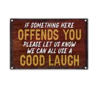 Sarcasm If Something Here Offends You Please Let Us Know We Can All Use A Good Laugh Targhe In Latta Divertenti Targa In Latta Decorazione Targa In Metallo Per Negozio Esterno Casa 20X30Cm