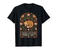 Sarcasm Is My Second Favorite Craft Folk Uncinetto Gatto Maglietta