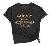 Sarcasmo alla moda perché Avada Kedavra is Illegal Top per le donne Casual Estate Loose Fit Tees Camicie 2025 T-shirt grafiche Uscire Lettera Carina T-shirt Magica Maglietta Manica Corta, Nero , M
