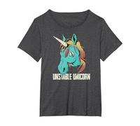 Sarcasmo: Creepy Unstable Unicorn Maglietta, Donna Plus-Size, Grigio Scuro, 6X