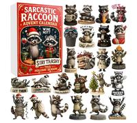 Sarcastic Raccoon Ornament Advent Calendar 2025, Sarcastic Raccoon 24 Days Christmas Countdown with 24 Raccoons Ornaments Christmas Advent Calendars Gift for Friends & Raccoons Lovers