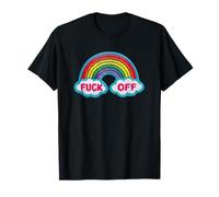 Sarcastico carino arcobaleno finto patch stile divertente fuck off Maglietta