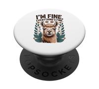 Sarcastico, lama che finge tutto è bene, motivo floreale PopSockets PopGrip Adesivo