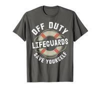 Sarcastico off Duty Lifeguards Salva Te Stesso Viaggio in Spiaggia Nuotata Maglietta