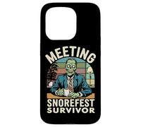Sarcastico Snorefest Lavoro Riunione Ufficio Zombie Manager Retro Custodia per iPhone 15 Pro