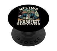 Sarcastico Snorefest Lavoro Riunione Ufficio Zombie Manager Retro PopSockets PopGrip Adesivo