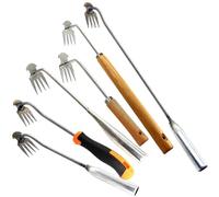 Sarchiatore Manuale Professionale in Acciaio Inox - Estirpatore Erbacce con Manico Ergonomico per Giardino e Prato - Attrezzo per Diserbo e Trapianto(Long Wooden Handle)