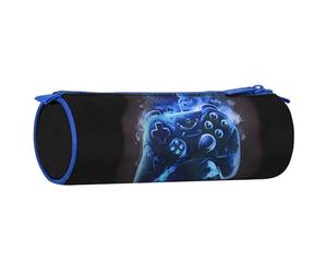 sarcia.eu Astuccio rotondo da gioco, con cerniera, PER GIOCATORI, gamepad, nero-blu 22x8x8cm (Gamer Rotondo)
