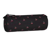 sarcia.eu Astuccio scolastico per bambine, rotondo, astuccio per il materiale scolastico (Ciliegine Nero, 22x8x8 cm)
