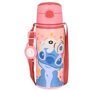sarcia.eu DISNEY Stitch BOTTIGLIA TERMICA in alluminio, boccaglio, BOTTIGLIA D'ACQUA con tracolla, per ragazze 600ml