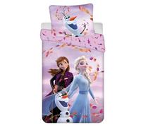 sarcia.eu Frozen Elsa Anna Olaf BILATERALE, biancheria da letto per bambini in cotone con cerniera, 100% COTONE 140x200cm+70x90cm OEKO-TEX (D)