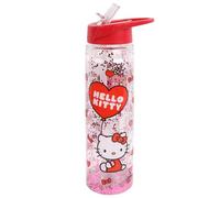 sarcia.eu Hello Kitty Bottiglia di plastica con cannuccia, bottiglia d'acqua trasparente 550ml