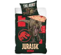 sarcia.eu Jurassic World Biancheria da letto per bambini reversibile con chiusura a zip, 100% cotone 140x200cm+70x90cm OEKO-TEX (Jurassic World)