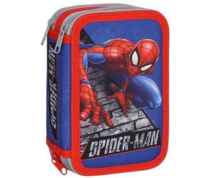 sarcia.eu MARVEL Spider Man Astuccio a tre scomparti CON ATTREZZATURE per ragazzo, PER LA SCUOLA - 45 elementi, 3 cerniera (Spider-Man B)