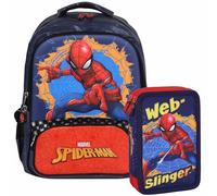 sarcia.eu MARVEL Spider Man SCUOLA KIT per ragazzo: ZAINO rinforzato + ASTUCCIO con materiale scolastico, SET SCUOLA (Spider-Man)