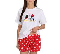 sarcia.eu Pigiama Cotone da Donna, Pigiama Estivo, Due Pezzi (Stitch, Hello Kitty, Marie, Bambi, Lion King, Minnie, Mickey) con Maniche Corte (IT, Testo, S, Regular, Regular, Minnie Mickey)