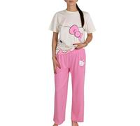 sarcia.eu Pigiama da Donna in Cotone, Pigiama a Due Pezzi con Maniche Corte e Pantaloni Lunghi (Stitch,Hello Kitty,Mickey Mouse) (IT, Testo, S, Regular, Regular, Hello Kitty)