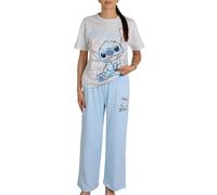 sarcia.eu Pigiama da Donna in Cotone, Pigiama a Due Pezzi con Maniche Corte e Pantaloni Lunghi (Stitch,Hello Kitty,Mickey Mouse)