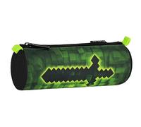 sarcia.eu PIXEL Astuccio scolastico per ragazzi, ROTONDO, astuccio per materiale scolastico PER GIOCATORI, GAMER, nero-verde 22x8x8cm (Pixel Rotondo)