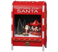 sarcia.eu Scatola Postale Natalizia con Babbo Natale e giostra, Carillon LED, Decorazione Natalizia, Rosso 40x25x15 cm (C)