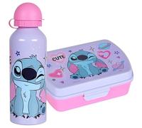 sarcia.eu Set per la colazione, contenitore per la colazione + bottiglia da 500 ml, lunchbox per bambina (Stitch)