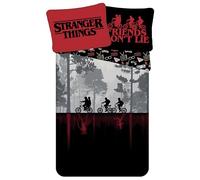 sarcia.eu Stranger Things Nero, Lenzuola per bambini in cotone, DOPPIO LATO, con cerniera, 100% COTONE 140x200cm+70x90cm OEKO-TEX (J)