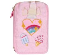 sarcia.eu Sweet Dreams Astuccio in peluche a due scomparti con accessori per bambine, astuccio scolastico apribile - 33 elementi, 2 cerniere (Rosa 2-scomparti)