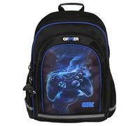 sarcia.eu Zaino scuola imbottito blu-nero per ragazzo, con catarifrangenti, per gamepad 40x29x20cm, 23l (Nero-blu Gamer)