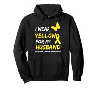 Sarcoma Cancer Ribbon I Wear Yellow for My Husband Felpa con Cappuccio