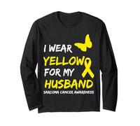 Sarcoma Cancer Ribbon I Wear Yellow for My Husband Maglia a Manica