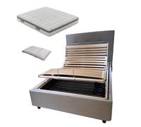 SARDAMATERASSI - letto contenitore motorizzato una piazza e mezza con materasso memory 22 cm guanciale omaggio