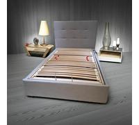 SARDAMATERASSI- Letto motorizzato una piazza e mezza tessuto grigio chiaro con box contenitore ortopedico