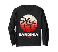 Sardegna Italia Palma Spiaggia Tramonto Design Maglia a Manica