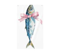Sardina ad acquerello con fiocco bandiere per la casa, 3 x 1,5 m banner di auguri con occhielli per interni ed esterni feste decorazioni per la casa
