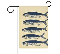 Sardine, fianco a fianco, su una bandiera da giardino color crema per le vacanze stagionali in iuta double face per casa cortile bandiere esterne 30,5 x 45,7 cm