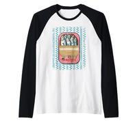 Sardine Girl Summer Tinned Coastal Vintage Lisbon Sardines Maglia con Maniche Raglan