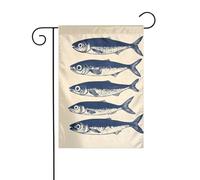 Sardine, Side by Side, su una bandiera da giardino color crema, 30 x 45 cm, verticale, double face, decorazione per casa colonica, vacanze, esterni, bandiera da cortile