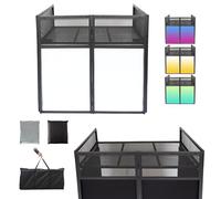 Sardoxx Stazione da tavolo portatile per DJ Facciata DJ Facciata DJ Stazione da tavolo regolabile in altezza a due posizioni Stand DJ Event Booth w/Travel Bag Nero & Bianco Scrims per concerti, feste