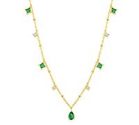 SARE HOME Gold Silver Color Pendant Choker Necklace Green Zircon Clavicle Chain Necklaces for Women Party Jewelry Luxury Temperament for Women Girls (Gold)