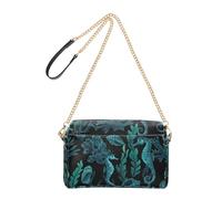 Sargassum - Borsa a tracolla da donna, in pelle PU, con cinturino a catena, colore: verde scuro