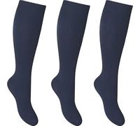 SARIMON Confezione da 3 calzini alti al ginocchio per bambini/bambini, in cotone, per il rientro a scuola, uniformi, per feste, comodi, lunghi, Marina Militare, 4-6 Years