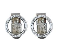 Sarini 2 Pezzi Medaglia di Cristoforo per Auto, Clip per Visiera di San Cristoforo, Clip Rotonda per Medaglia di San Cristoforo per Badge Ciondolo di Cristo Segnalibro Personalizzato Clip