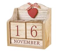 Sarini Calendario perpetuo in Legno Vintage, Blocchi di visualizzazione riutilizzabili per Mese e Data, per la Decorazione di casa, Ufficio o scrivania, Calendario da scrivania in Legno Rustico