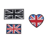 Sarini Confezione da 3 toppe nere British Union Jack bandiera del Regno Unito Toppe tattiche dell'Unione britannica Toppe tattiche con gancio e anello per uniforme militare Borsa tattica Giacca Jeans
