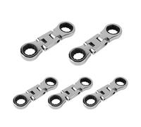 Sarini Set di 5 chiavi a cricchetto con testa flessibile tozza, combinazione metrica SAE 72 denti, Crv, nichelata, con custodia a rullo 8 m, 10 m, 12 m, 13 m, 14 m, 15 m, 16 m, 17 m, 18 m, 19 m