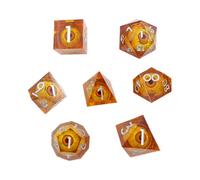 Sarini Set di Dadi DND Dragon Eye Dadi Set di Dadi in Resina con Bordi affilati con Confezione Regalo, Dungeons And Dragons Dadi poliedrici DND Set di Dadi da Gioco di Ruolo (Giallo)