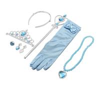 Sarini Set per accessori da vestire, guanti, corona da principessa, anello, orecchini, bacchetta magica e collana