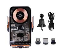 Sarini Supporto per Telefono per Auto, Caricabatterie Wireless per Auto da 15 W, Ricarica Rapida, Supporto per sensore Automatico con Rotazione a 360°, Guscio Trasparente